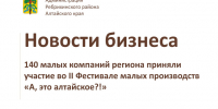140 малых компаний региона приняли участие во II Фестивале малых производств «А, это алтайское?!». - Администрация Ребрихинского района